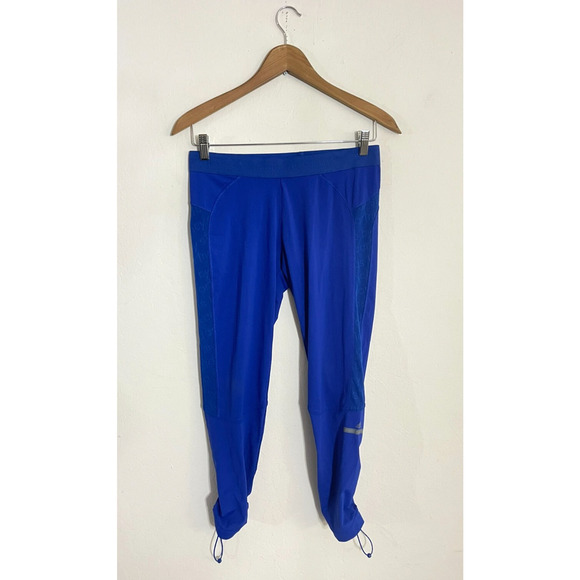 Adidas Stella McCartney 40 = USA S Leggings Blue Mesh Trim Stretch Pants - Picture 1 of 8